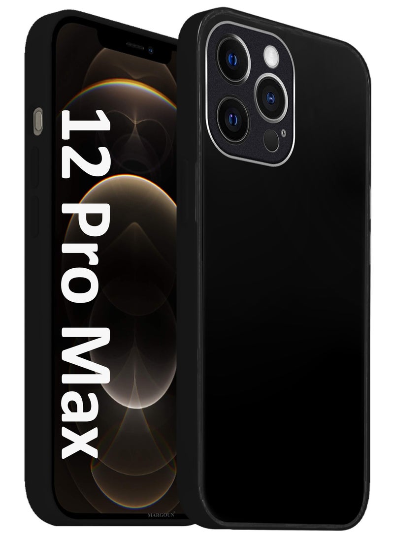 CATANES HiCool Glossy Hard TPU Case for iPhone 12 Pro Max - Full Coverage , Anti Finger Print , Anti Yellowing , Shockproof Slim Fit Design- Black - Image 1